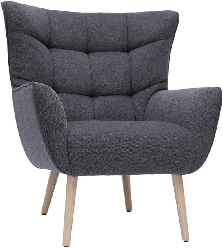 Miliboo Fauteuil scandinave en Tissu Effet Velours texturé Gris foncé et Bois Clair Avery
