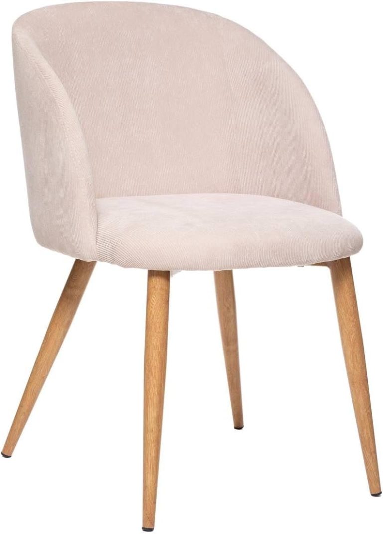 Atmosphera - Fauteuil Celeste Velours Côtelé Beige - L 53 x H 81 cm - Confortable, Style Scandinave