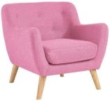 Notre test de SCANDI fauteuil scandinave en tissu rose