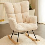 Notre test du Hawthyhome, rocking chair scandinave en velours beige