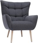 Notre test du Miliboo Avery, fauteuil scandinave en velours gris foncé et bois clair