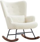 Notre test du HomeMiYN, rocking chair fauteuil à bascule scandinave en velours beige