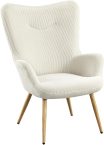 Notre test du Yaheetech, fauteuil de salon à haut dossier en velours côtelé beige