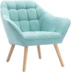 Notre test du Vente-unique Caserta, fauteuil scandinave en tissu vert d&rsquo;eau